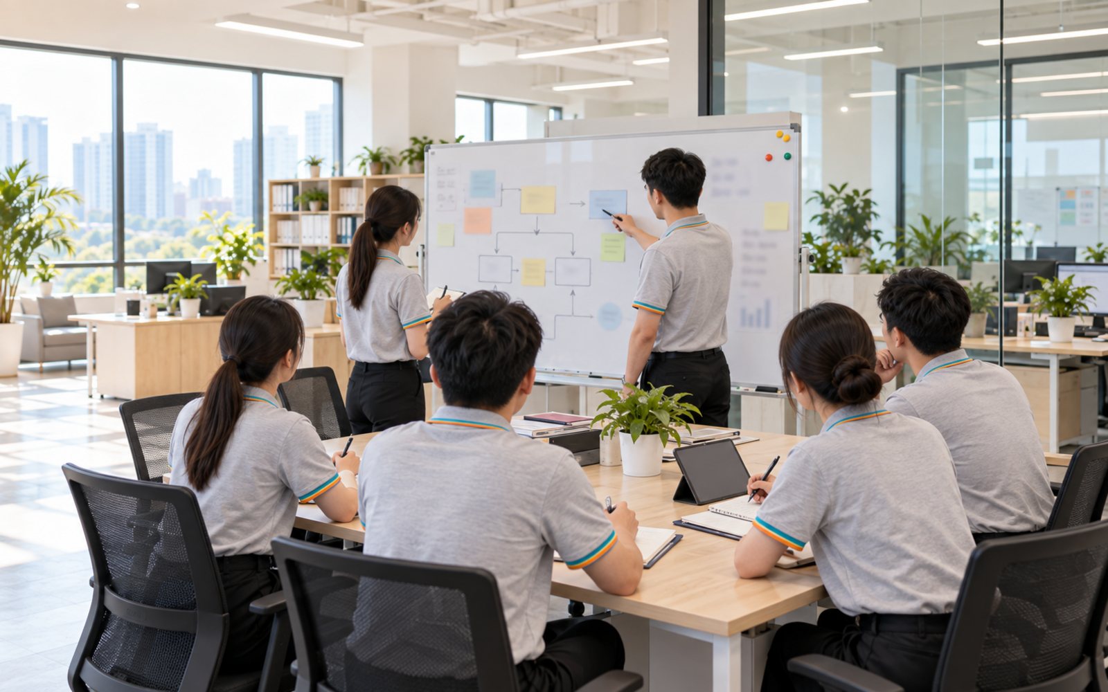 恺明科技团队在会议室梳理需求